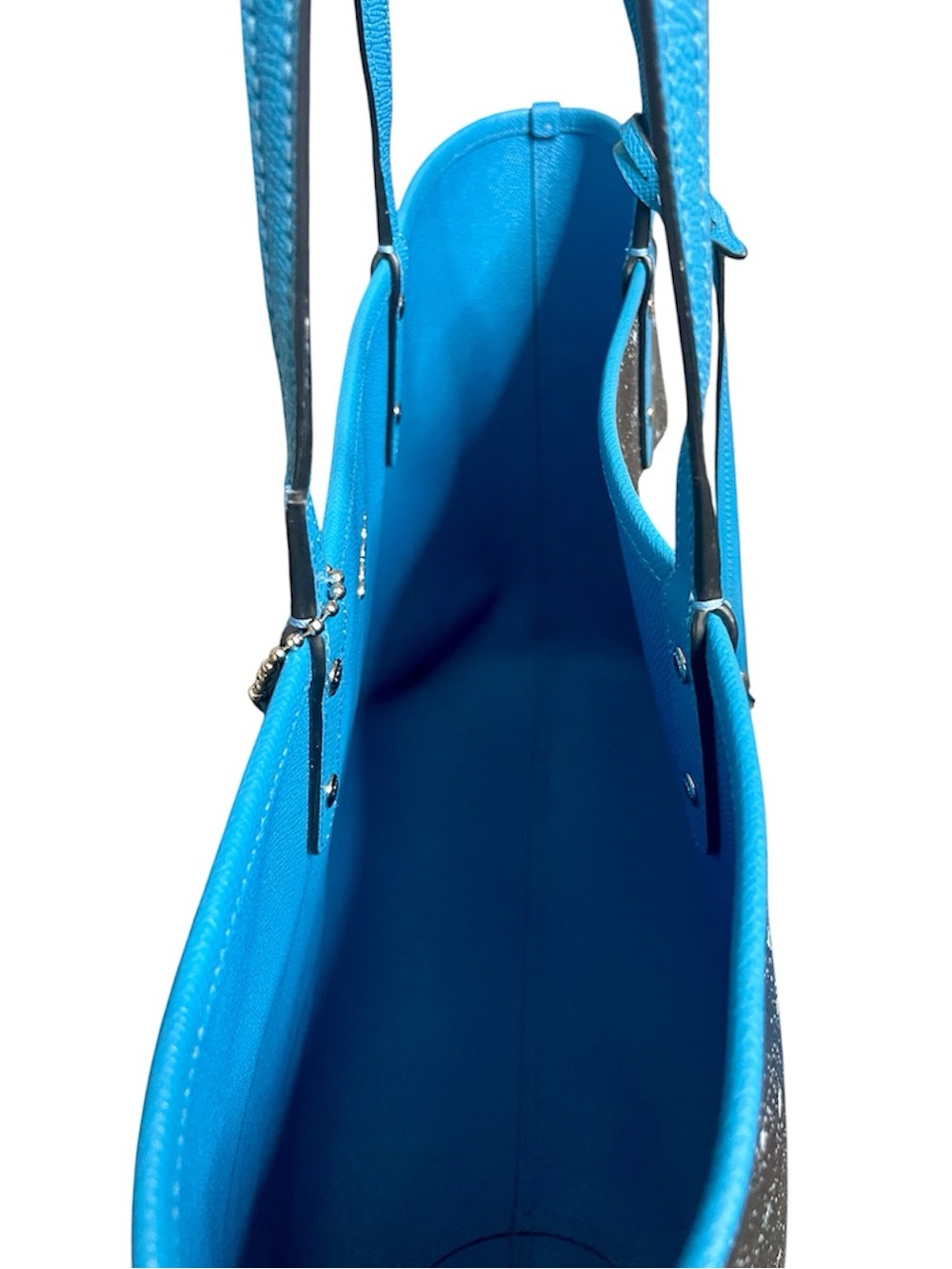 Coach Galaxy Black Star Print & Blue Reversible City Tote w/ Removable Zip Pouch - Picture 8 of 10